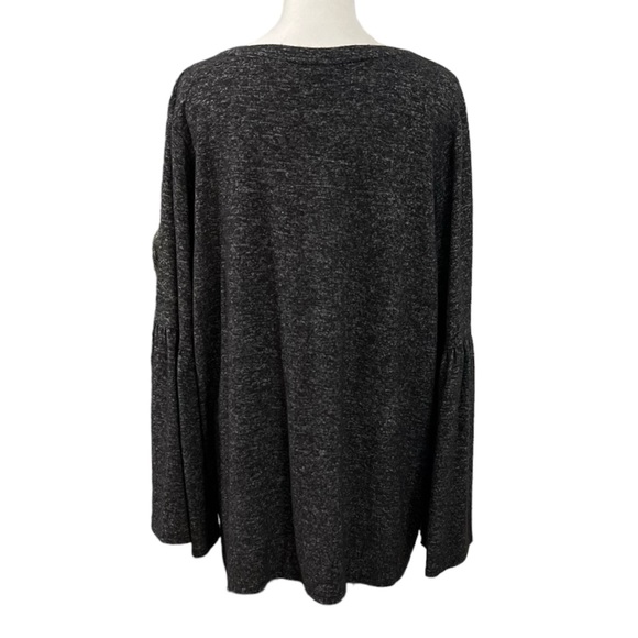 Philosophy Women’s Sweater Size 1X Black Gray Bell Sleeves Relaxed Fit Soft - Picture 4 of 8